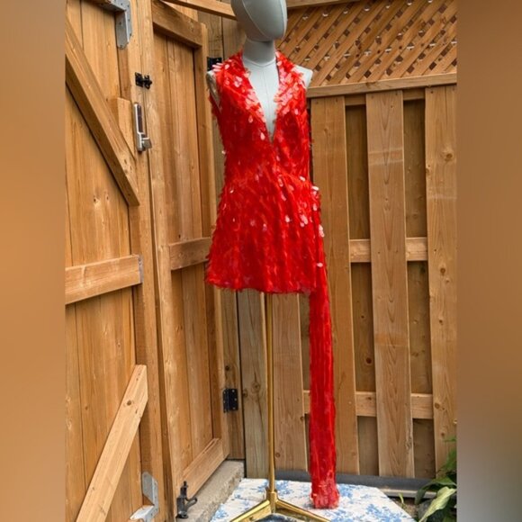 🆕 MISHA COLLECTION 🧿 NWOT Red Sapphire Sequins Mini Dress, Sz XL - US 10 - Picture 3 of 16